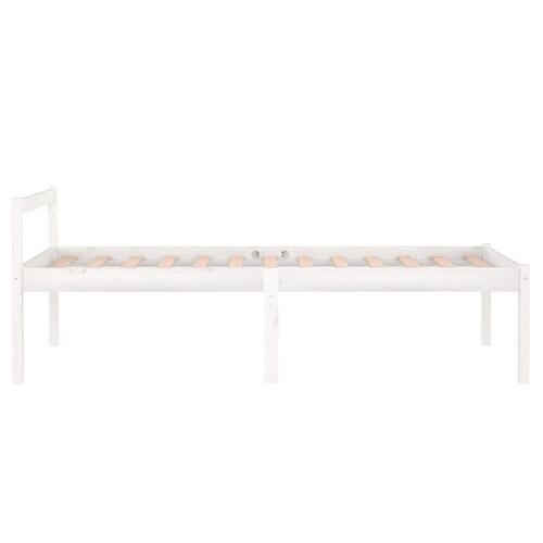 Seniorseng 75x190 cm enkeltseng massivt fyrretræ hvid