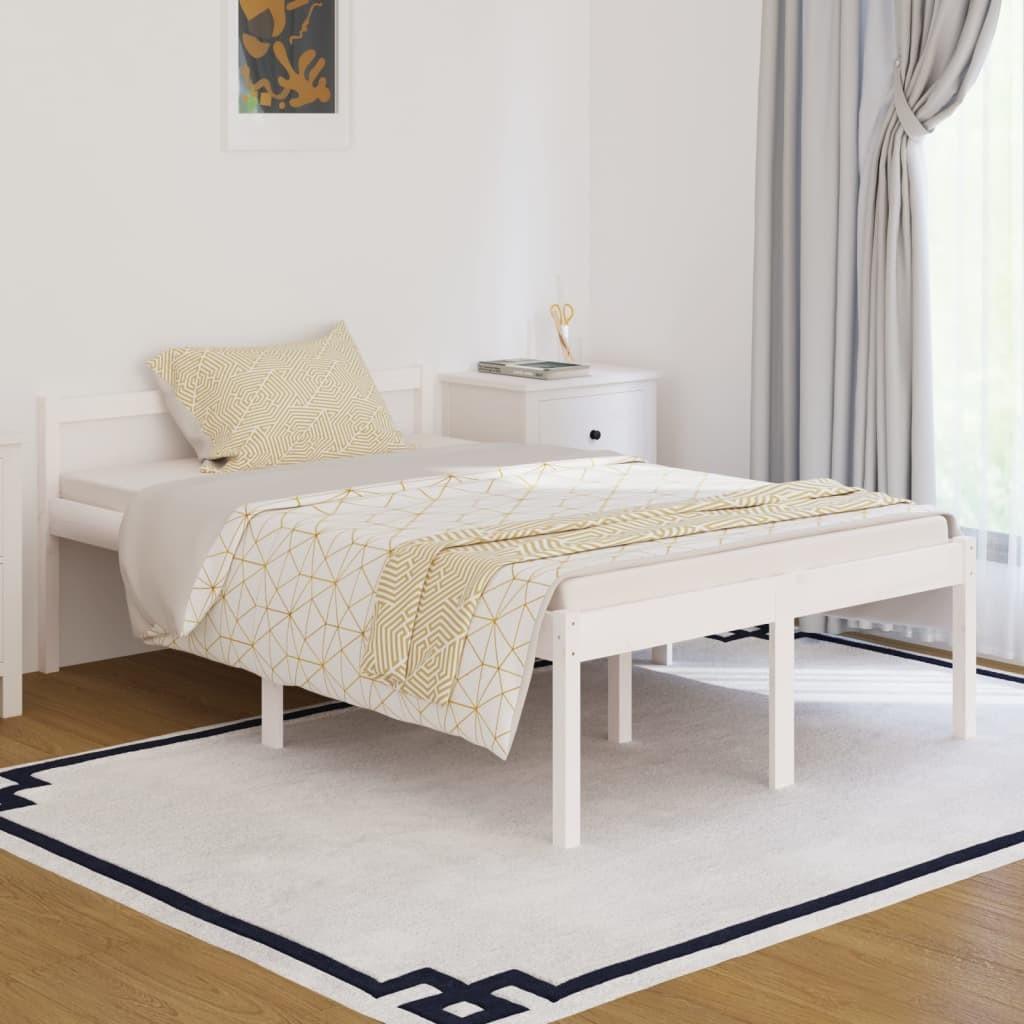 Seniorseng 120x190 cm dobbeltseng massivt fyrretræ hvid