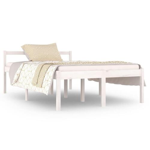 Seniorseng 120x190 cm dobbeltseng massivt fyrretræ hvid