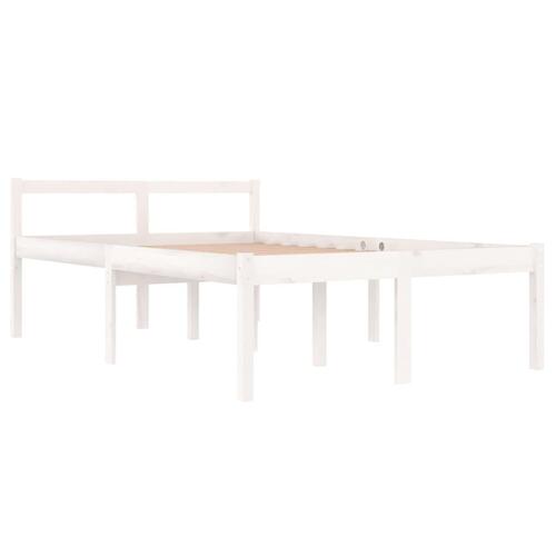 Seniorseng 120x190 cm dobbeltseng massivt fyrretræ hvid