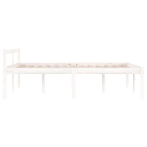 Seniorseng 120x190 cm dobbeltseng massivt fyrretræ hvid
