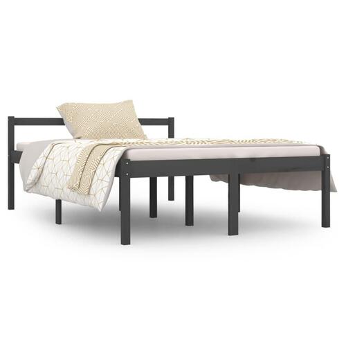 Seniorseng 140x190 cm massivt fyrretræ grå