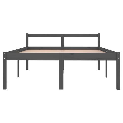 Seniorseng 140x190 cm massivt fyrretræ grå