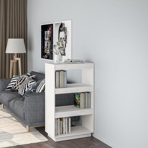 Bogreol/rumdeler 60x35x103 cm massivt fyrretræ hvid