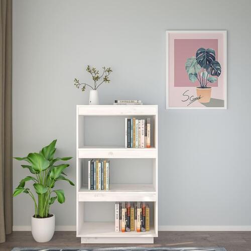 Bogreol/rumdeler 60x35x103 cm massivt fyrretræ hvid