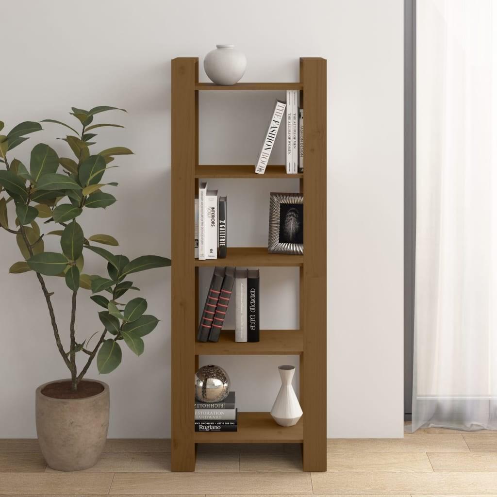 Bogreol/rumdeler 60x35x160 cm massivt træ gyldenbrun