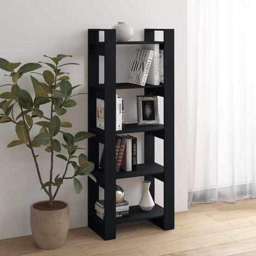 Bogreol/rumdeler 60x35x160 cm massivt træ sort