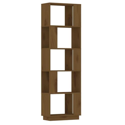 Bogreol/rumdeler 51x25x163,5 cm massivt fyrretræ gyldenbrun