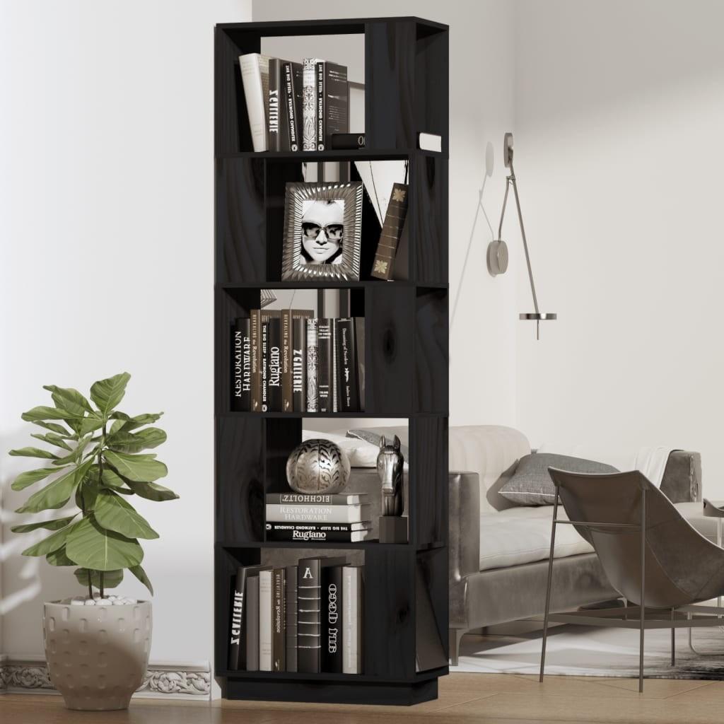 Bogreol/rumdeler 51x25x163,5 cm massivt fyrretræ sort