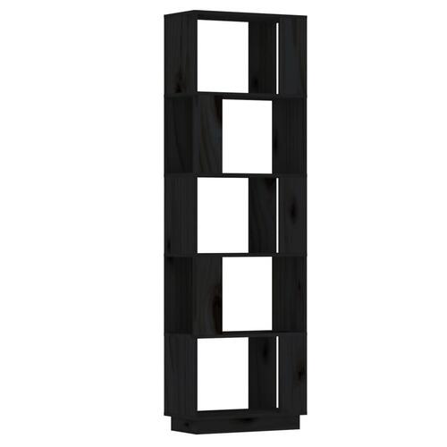 Bogreol/rumdeler 51x25x163,5 cm massivt fyrretræ sort