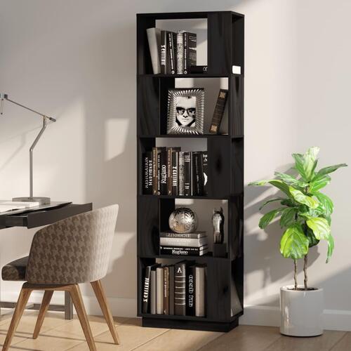 Bogreol/rumdeler 51x25x163,5 cm massivt fyrretræ sort