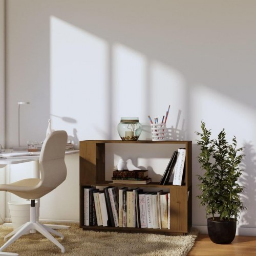 Bogreol/rumdeler 80×25×70 cm i massivt fyrretræ - gyldenbrun