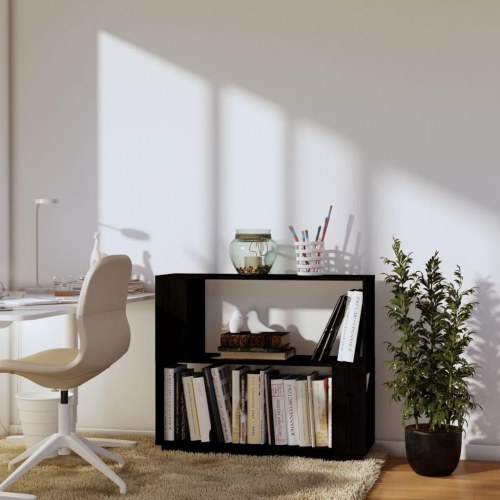 Bogreol/rumdeler 80x25x70 cm massivt fyrretræ sort