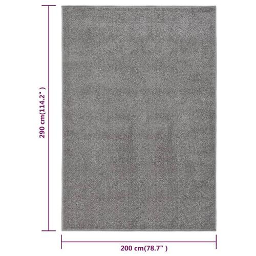 Gulvtæppe 200x290 cm kort luv grå
