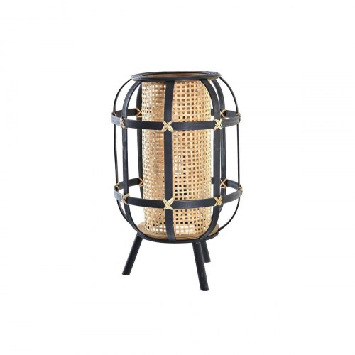 Bordlampe - sort/brun kolonistil, bambus, 220 V, E27 (31 × 31 × 51 cm)