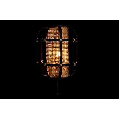 Bordlampe - sort/brun kolonistil, bambus, 220 V, E27 (31 × 31 × 51 cm)