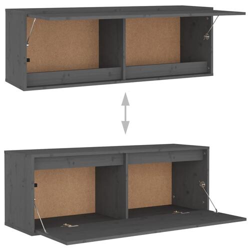 Vægskab 100x30x35 cm massivt fyrretræ grå