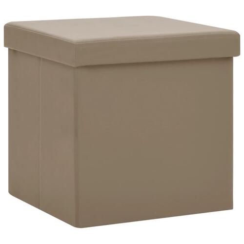 Foldbar opbevaringspuf PVC cappuccinofarvet