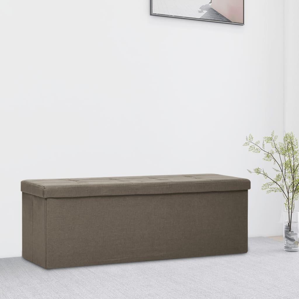 Foldbar opbevaringsbænk kunstlærred brun