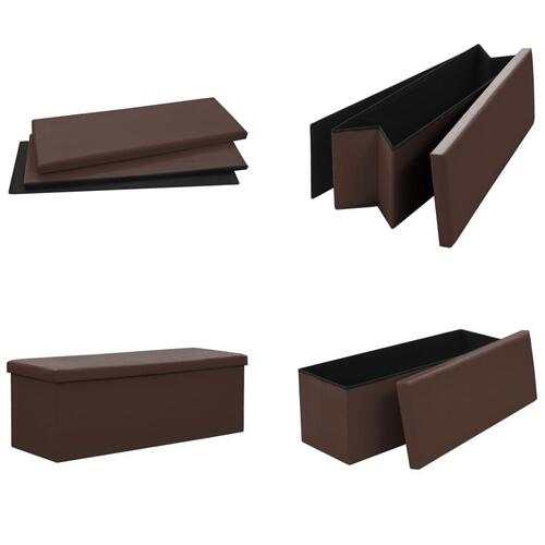 Foldbar opbevaringsbænk PVC brun