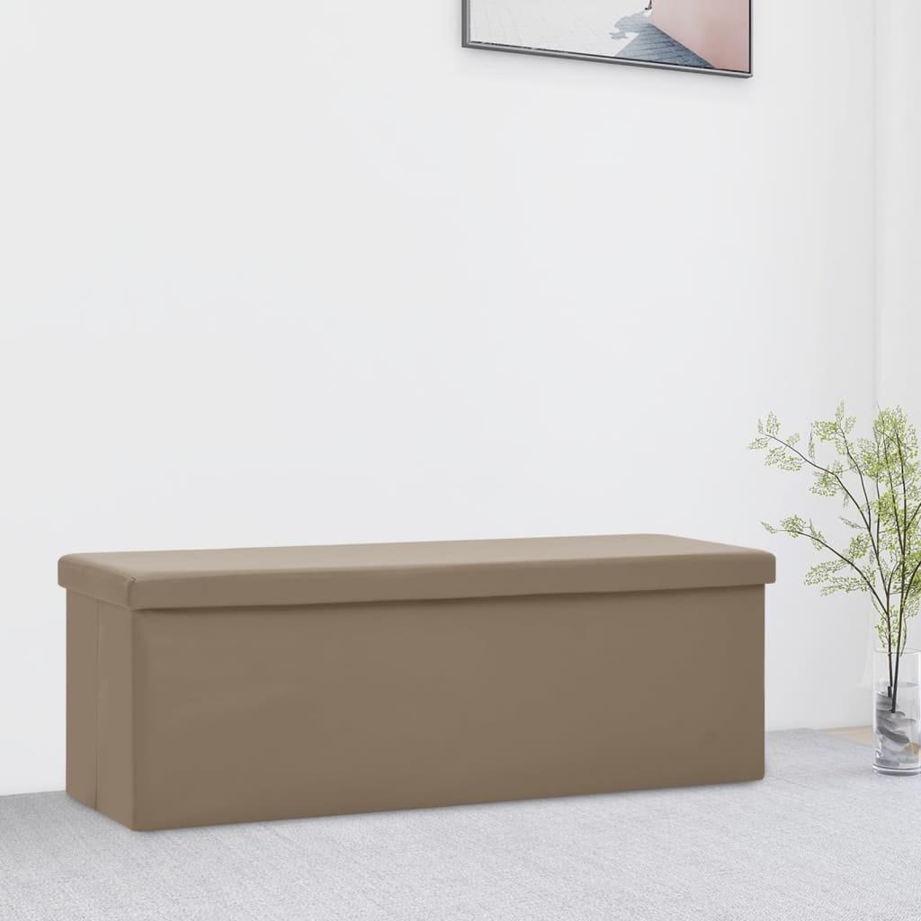 Foldbar opbevaringsbænk PVC cappuccinofarvet