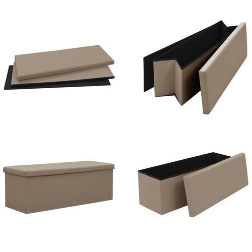 Foldbar opbevaringsbænk PVC cappuccinofarvet