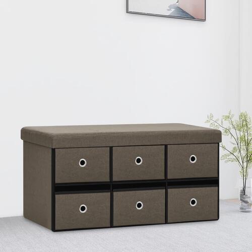 Foldbar opbevaringsbænk 76x38x38 cm kunstlærred brun