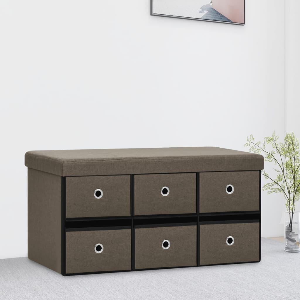 Foldbar opbevaringsbænk 76x38x38 cm kunstlærred brun
