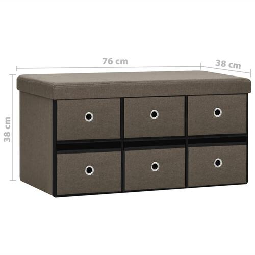 Foldbar opbevaringsbænk 76x38x38 cm kunstlærred brun