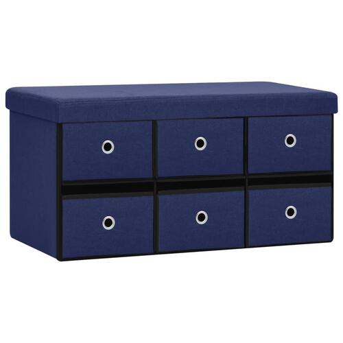 Foldbar opbevaringsbænk 76x38x38 cm kunstlærred blå