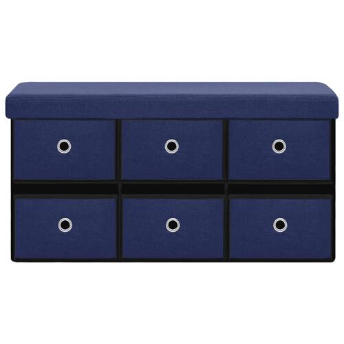 Foldbar opbevaringsbænk 76x38x38 cm kunstlærred blå