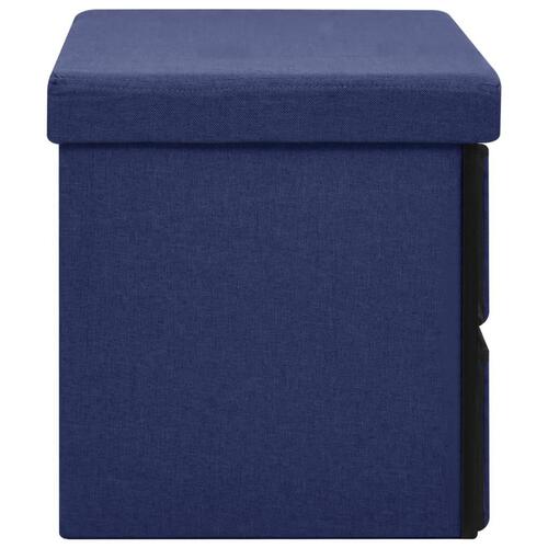 Foldbar opbevaringsbænk 76x38x38 cm kunstlærred blå