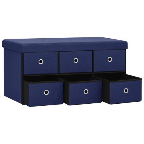 Foldbar opbevaringsbænk 76x38x38 cm kunstlærred blå