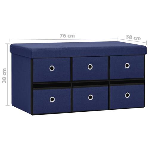Foldbar opbevaringsbænk 76x38x38 cm kunstlærred blå