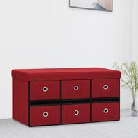 Foldbar opbevaringsbænk 76x38x38 cm kunstlærred vinrød