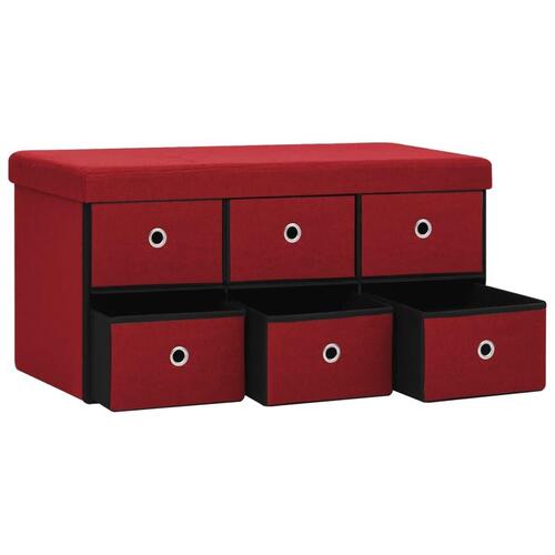 Foldbar opbevaringsbænk 76x38x38 cm kunstlærred vinrød