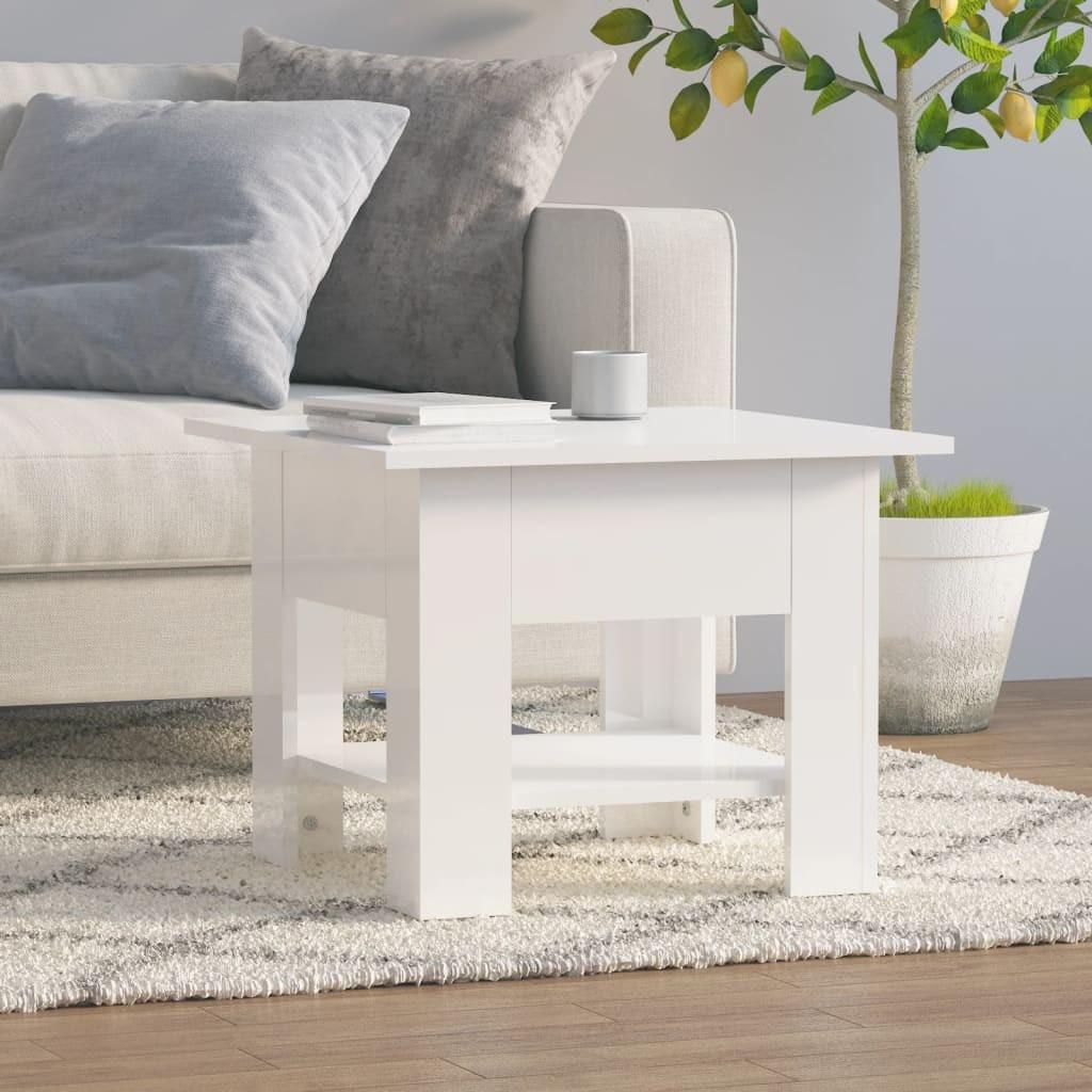 Sofabord 55x55x42 cm konstrueret træ hvid højglans