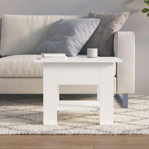 Sofabord 55x55x42 cm konstrueret træ hvid højglans