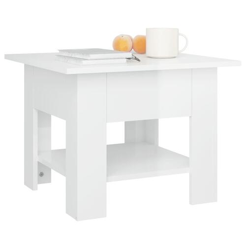 Sofabord 55x55x42 cm konstrueret træ hvid højglans