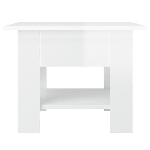 Sofabord 55x55x42 cm konstrueret træ hvid højglans