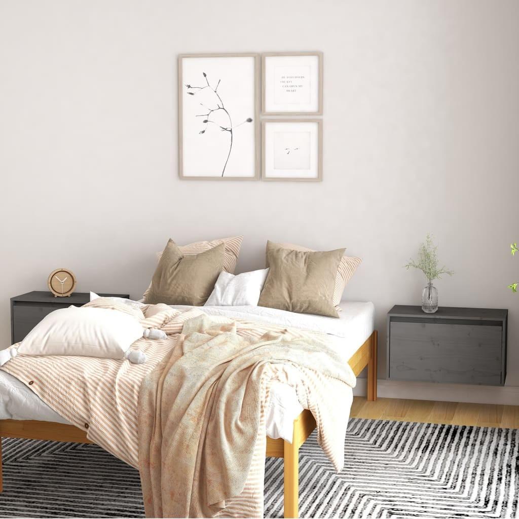 Vægskabe 2 stk. 60x30x35 cm massivt fyrretræ grå