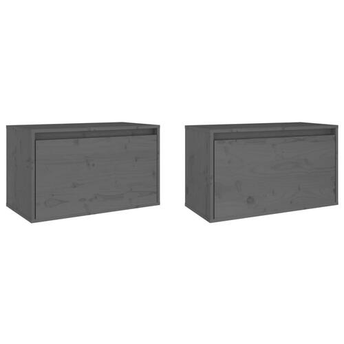 Vægskabe 2 stk. 60x30x35 cm massivt fyrretræ grå