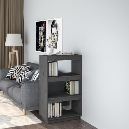 Bogreol/rumdeler 60x35x103 cm massivt fyrretræ grå