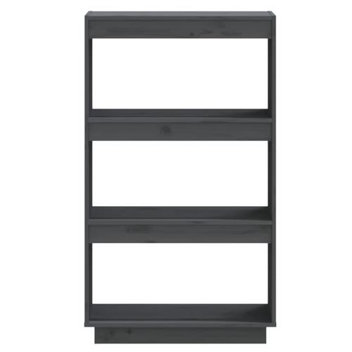 Bogreol/rumdeler 60x35x103 cm massivt fyrretræ grå