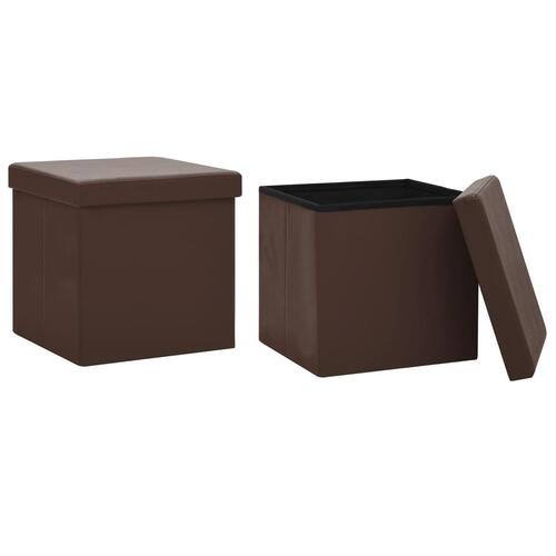 Foldbare opbevaringspuffer 2 stk. PVC brun