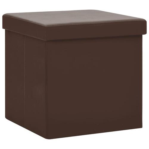 Foldbare opbevaringspuffer 2 stk. PVC brun