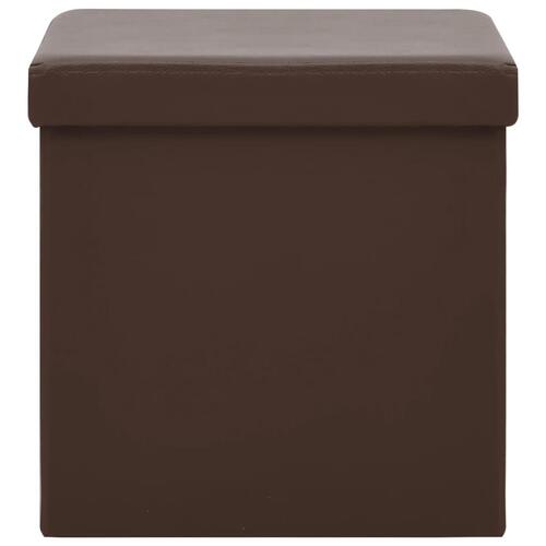 Foldbare opbevaringspuffer 2 stk. PVC brun