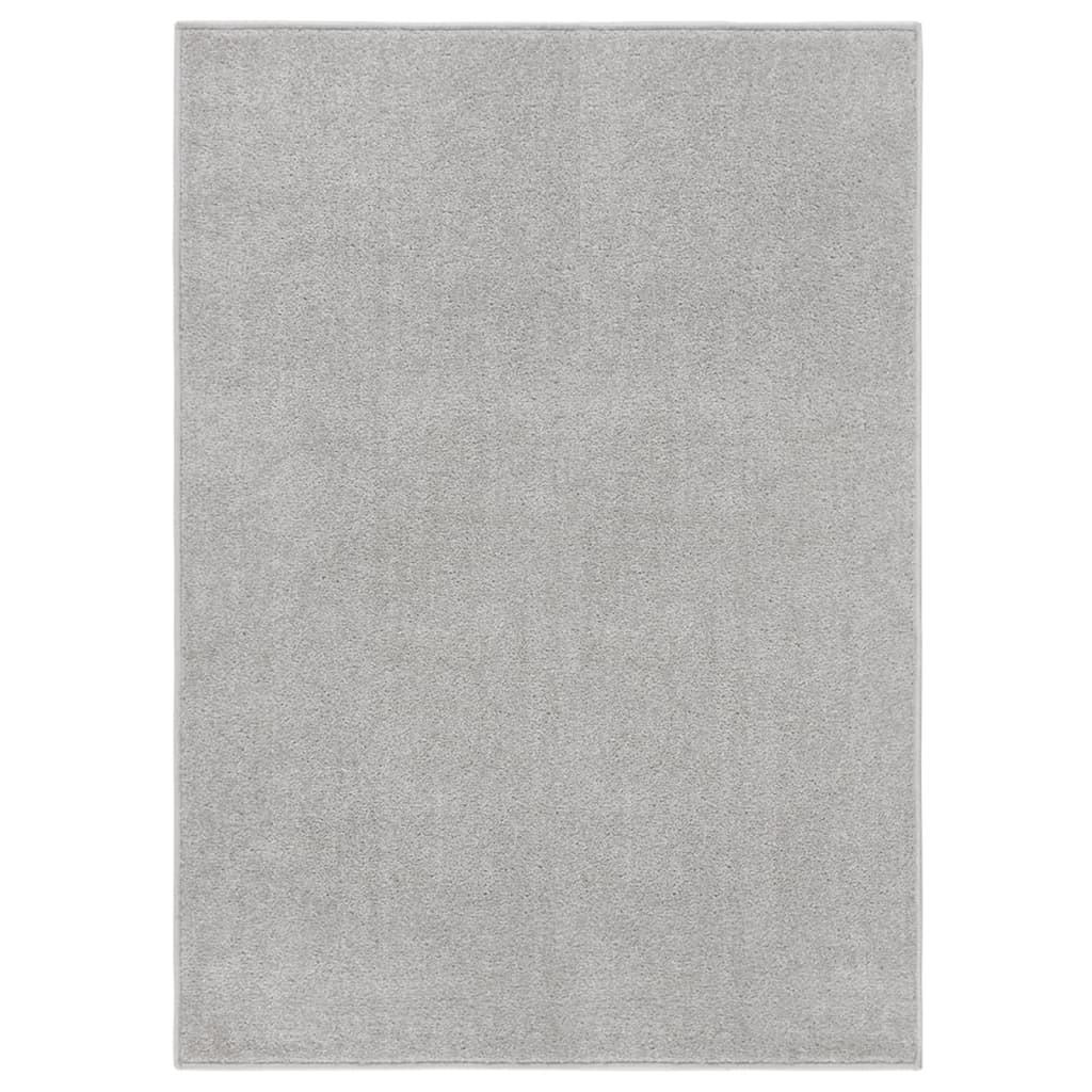 Gulvtæppe 120x170 cm kort luv lysegrå
