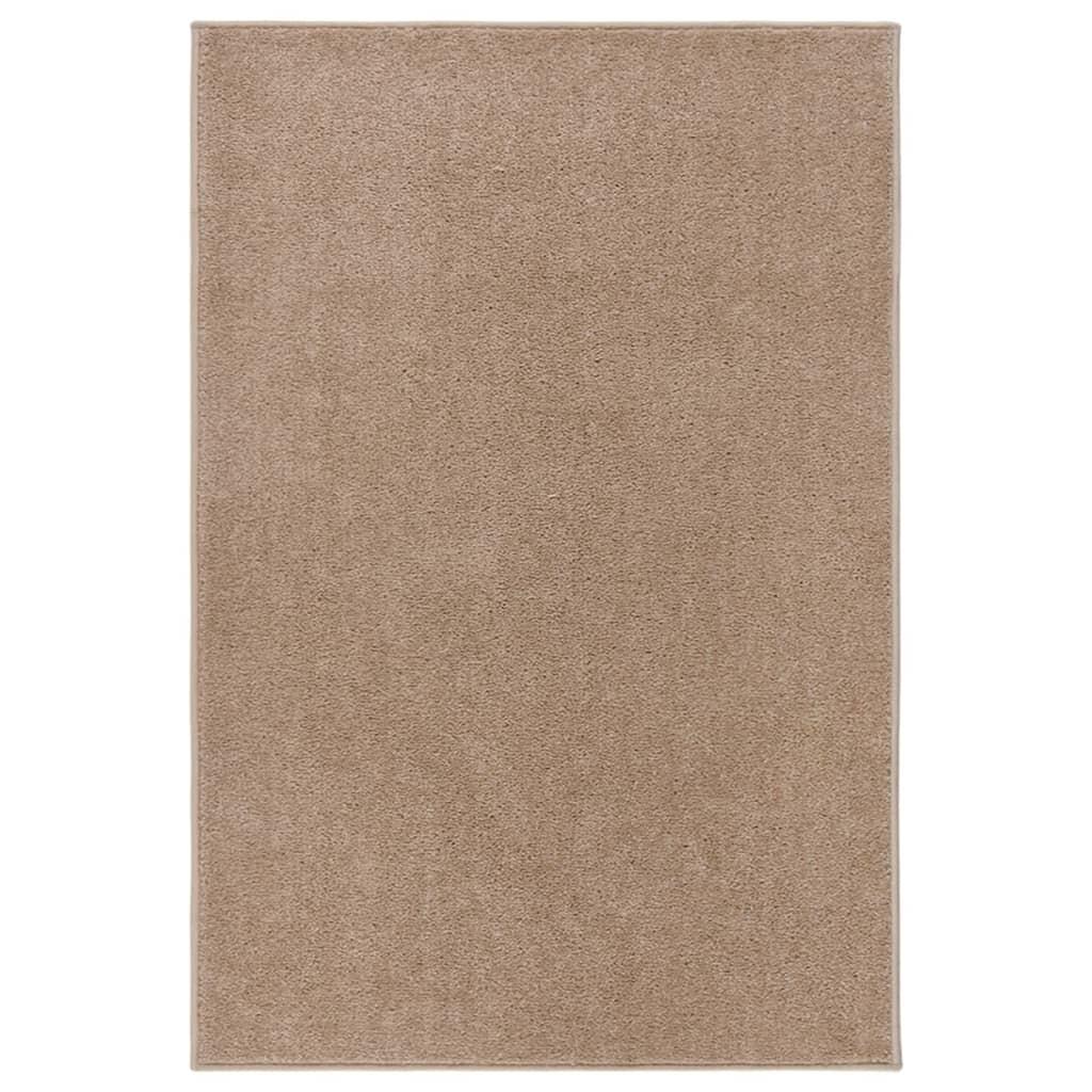 Gulvtæppe 200x290 cm kort luv brun