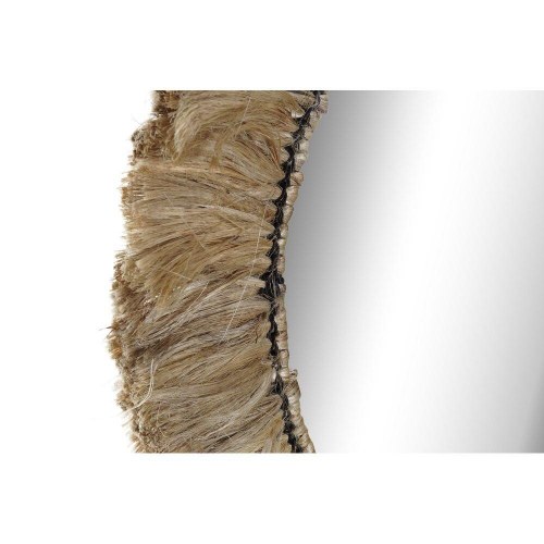 Vægspejl i natur jute med krystal - 52 cm